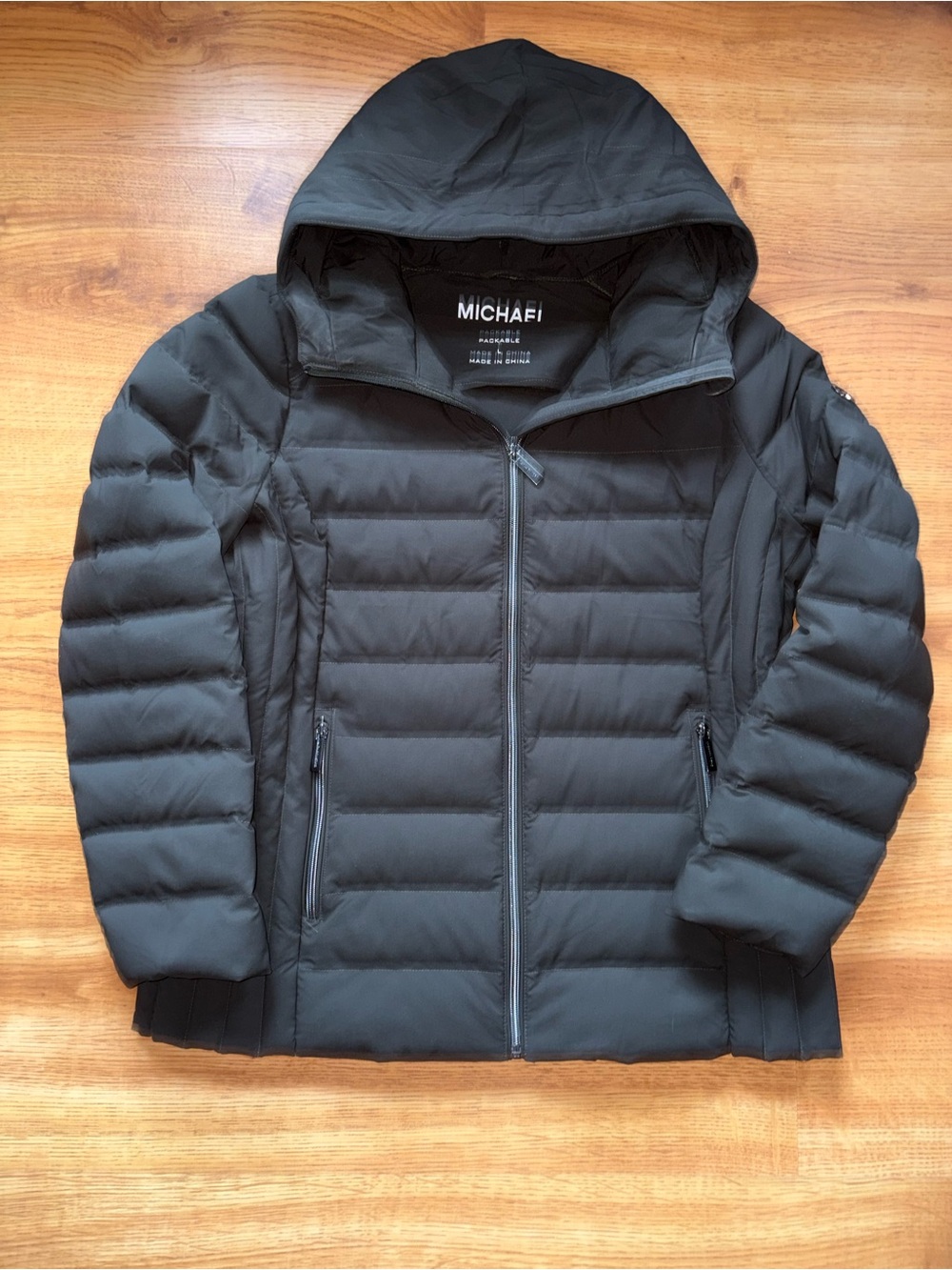 MICHAEL Michael Kors Brown Hooded Quilted Packable Puffer Jacket L
